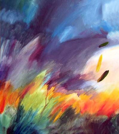 Oiseaux de plumes II, huile sur toile 71cm x 86cm