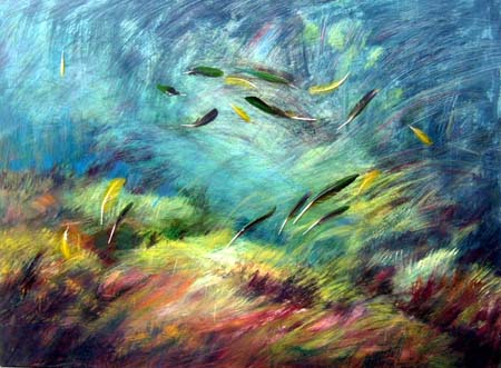 Sommets rouges, huile sur toile 76cm x 101cm