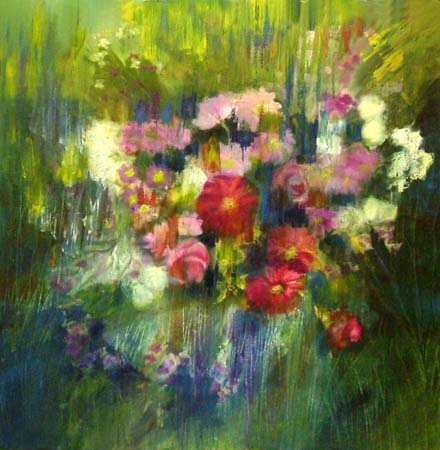 Profusion de fleurs, huile sur toile 76cm x 76cm
