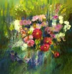 Profusion de fleurs, huile sur toile 76cm x 76cm
